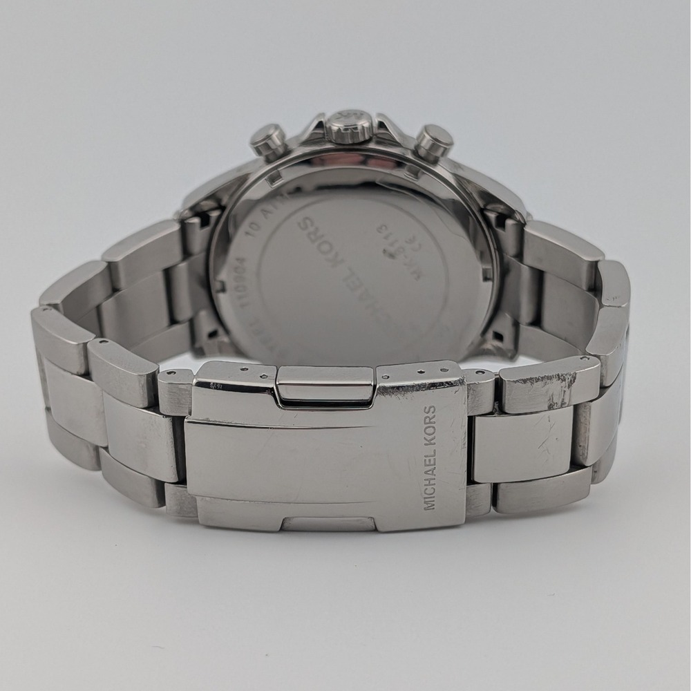 Michael Kors MK8113 Chronograph Watch Black Dial Stainless Steel 45mm 10ATM Date - Picture 7 of 12